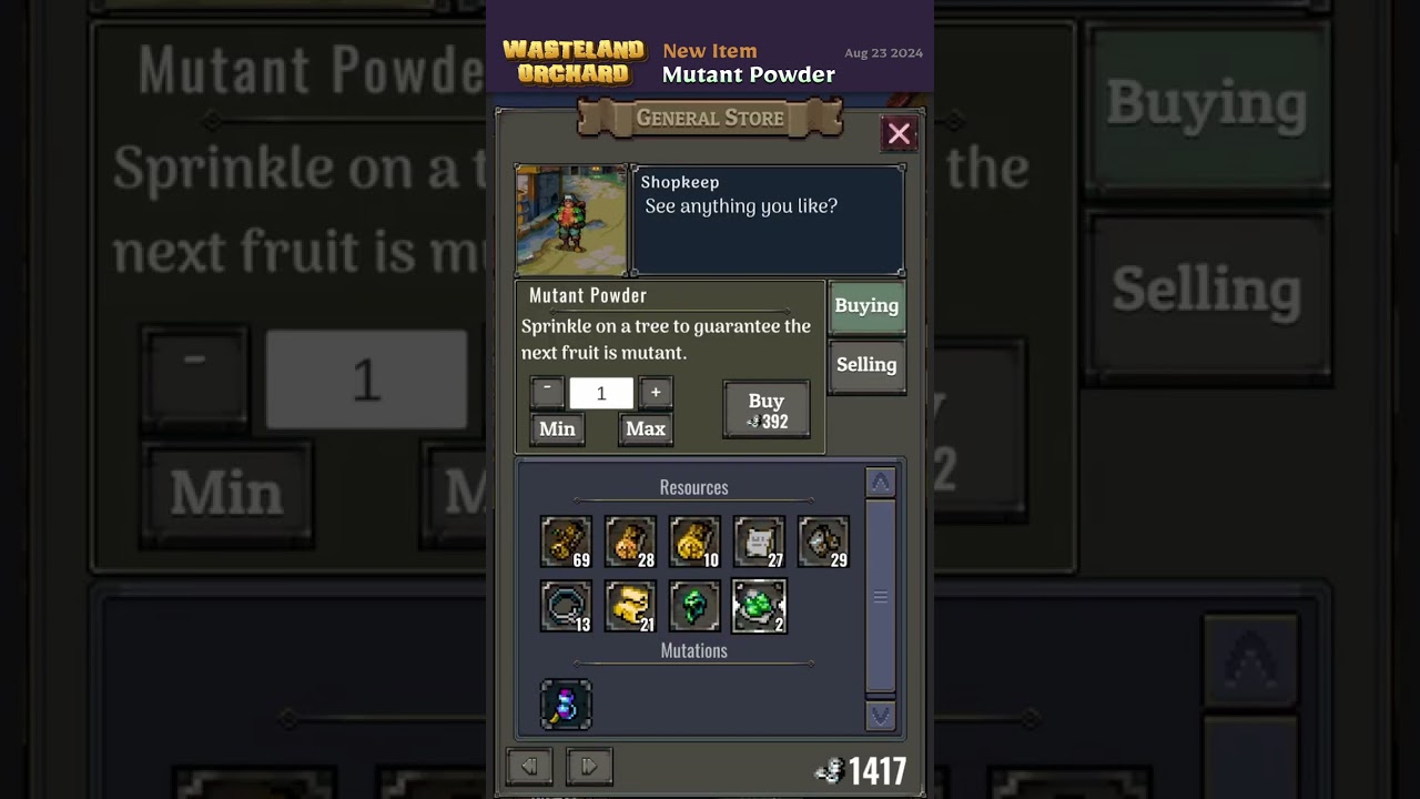 Mutant Powder added to Wasteland Orchard! 