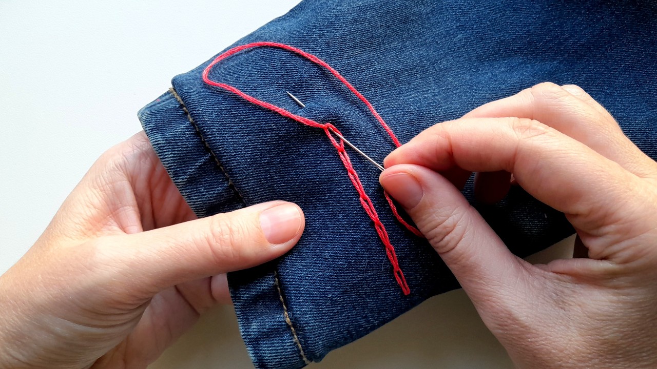 👖 How to Hem Jeans WITHOUT Cutting - 2 Genius Sewing Hacks!