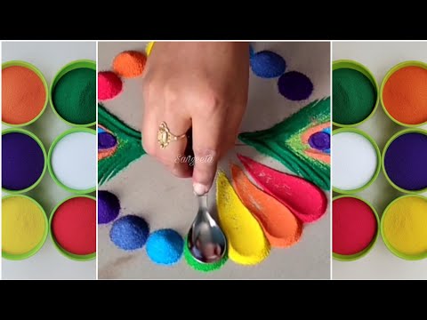 Daily special rangoli design l Rangoli for Festival l 3 Colours rangolis easy l rangoli by sangeeta