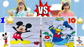 Thử Thách 24H Tô Màu Tranh Chuột Mickey Và Vịt Donald Siêu To khổng Lồ