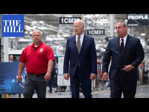 President Biden shows support for union jobs during tour of Mack Truck manufacturing facility