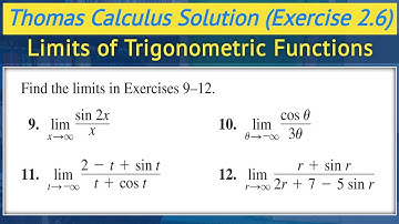Thomas calculus solution exercise 2.6 Q9 to Q12 | Limit at infinity urdu hindi || Lec 45