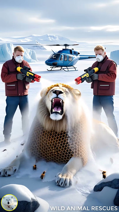 The White Lion was rescued from a giant beehive by the rescue team #lion #hive #bee #rescueteam