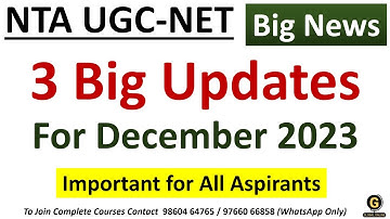 NTA UGC NET December 2023 Official Update | Good News for all NET Aspirants
