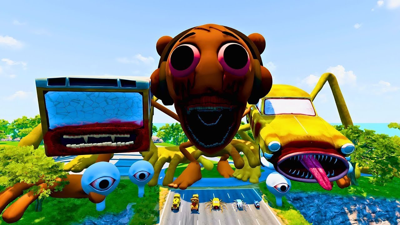 ALL MONSTERS Big & Small Cars with NEW SPRUNKI ORANGE EATER & BUSS EATER & CAR EATER – BeamNG Drive