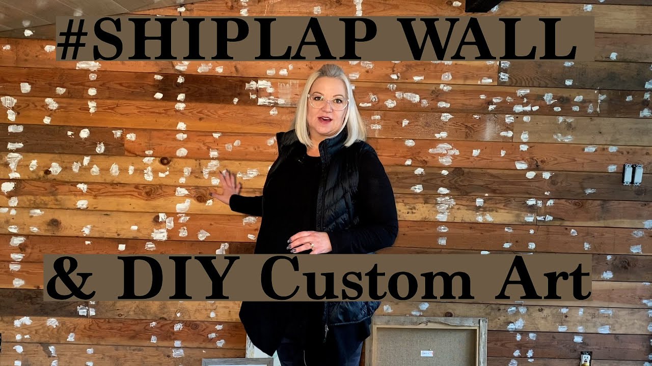 Shiplap wall & DIY Custom Artwork (vintage print on canvas) YouTube