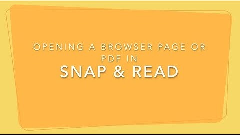 Open a PDF in Snap & Read