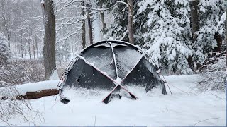 Caught in a Snowfall - Winter Hot Tent Camping in UNEXPECTED Snow Storm / Freezing Temps /Wood Stove by Ohs Road Trip 16,998 views 1 year ago 21 minutes