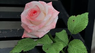 MH80tv| Hướng dẫn làm hoa hồng giấy nhún|How to make a rose by crepe paper