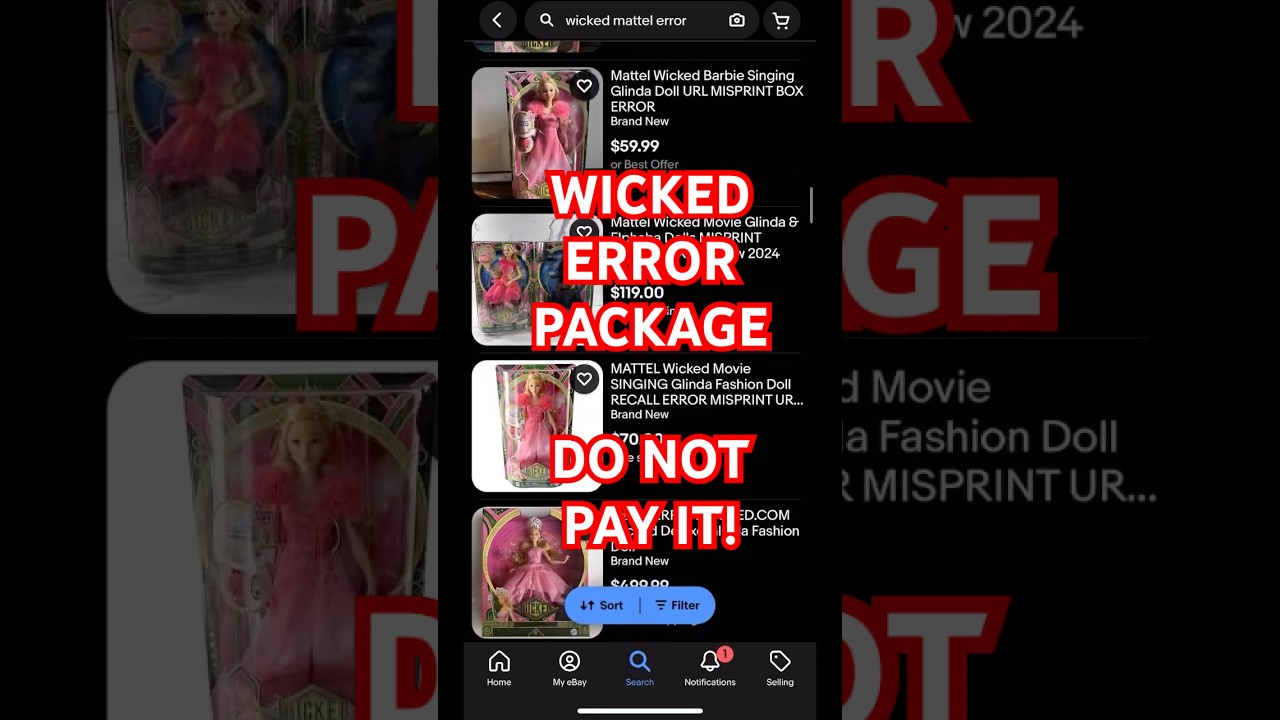 Mattel Wicked Singing Glinda Doll With ERROR MISPRINT BOX URL