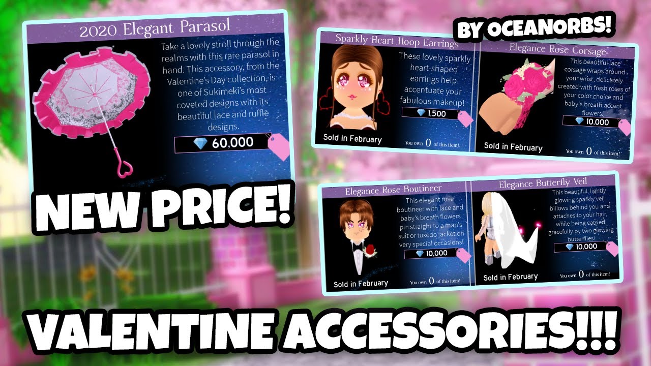 2020 Elegant Parasol Price Change First Look At The New Valentines Accessories By Oceanorbs Youtube - pink butterfly veil roblox