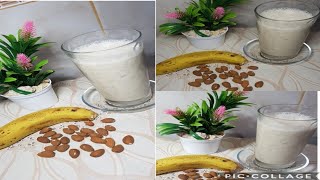 اسرع طريقة لعمل عصير الموز بالتمر واللوز الغني بالفيتامينات