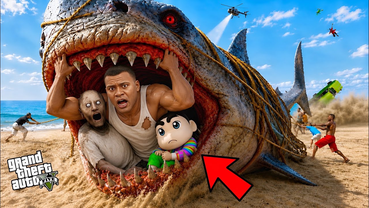 The Megalodon Shark Swallowed Everyone in GTA5
