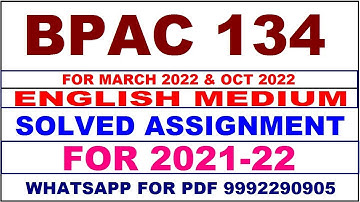 BPAC 134 Solved Assignment 2021-22 in English Pdf @20rs 9992290905.