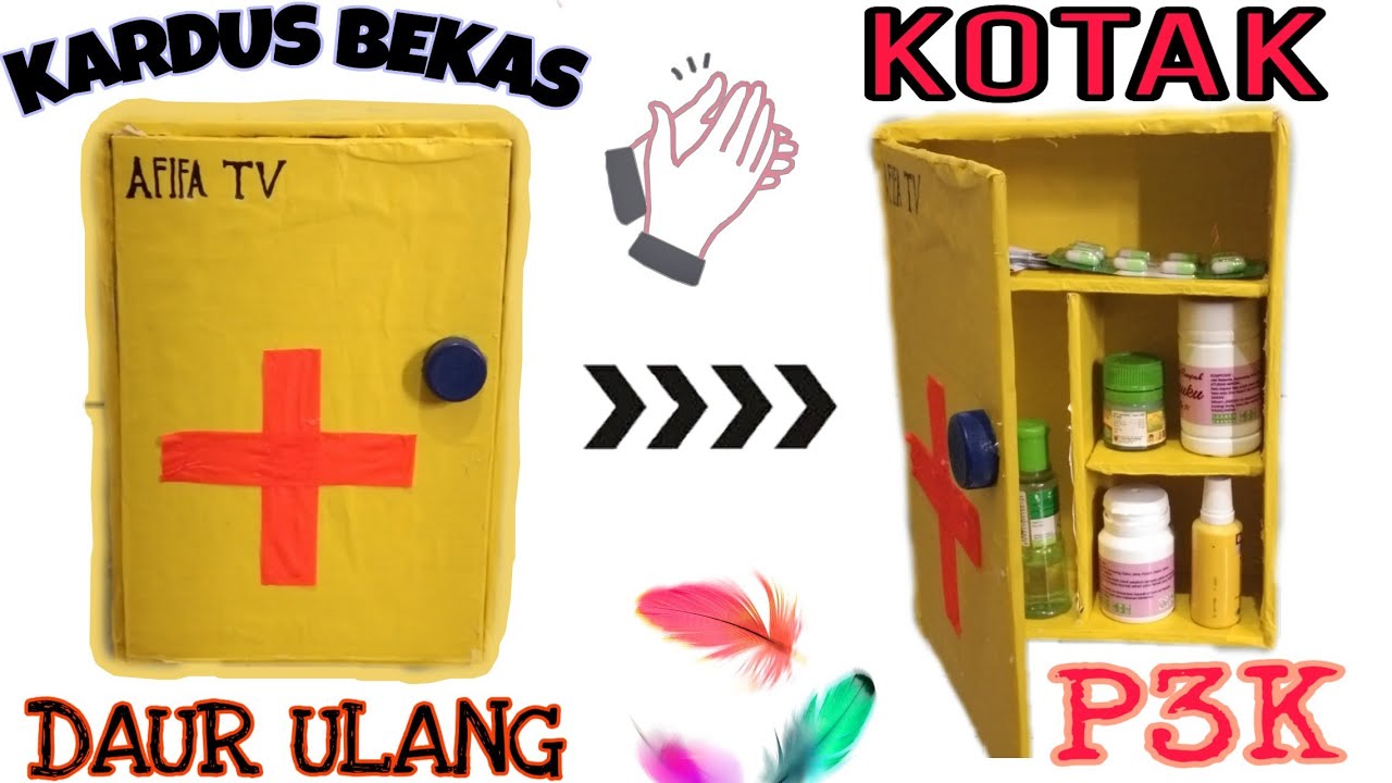 KERAJINAN DAUR  ULANG  KARDUS BEKAS MENJADI KOTAK  P3K YouTube