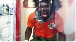 Dude Loses His Mind In Wind Machine Super Saiyan Activated