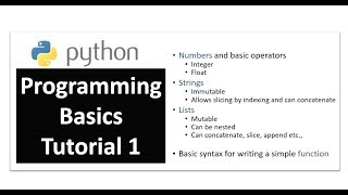 Python Programming Basics Tutorial 1