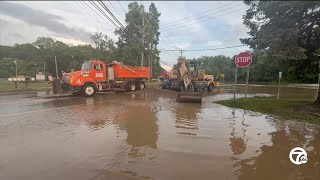 Water receding after heavy rain that caused flooding in metro Detroit