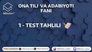 Ona tili 1- bepul test tahlili | Bilimdon