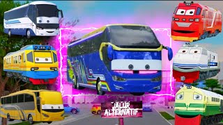 WADIDAW!! Bus Oleng Stj Draka dan Kereta Api Animasi Dunia Loko Jalur Alternatif Mirip Tayo guys