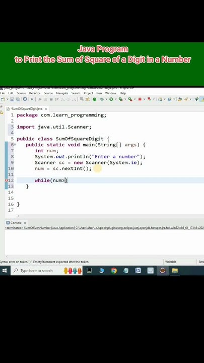 Java Program to Print Sum of Square of a Digit in a Number # ...