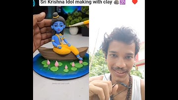 Krishna ji idol making with clay 🪷 Krishna ji making ideas 🦚 Jai shree Krishna 🙏🏻 #shorts #short