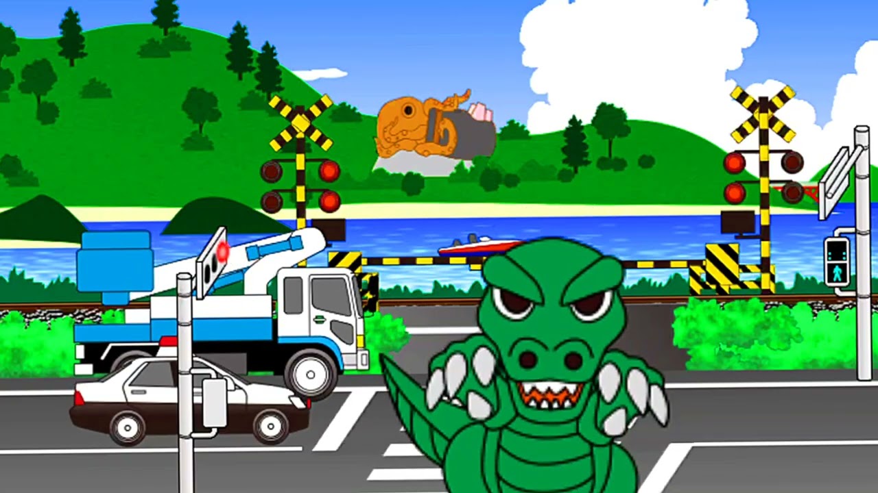 Train and railroad Crossing 2D