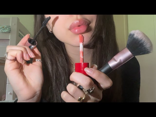 ASMR doing MY own makeup | lip combo tutorial , whispering