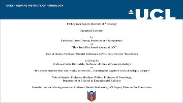 UCL QS IoN Inaugural Lectures: Professor James Jepson & Professor Sallie Baxendale