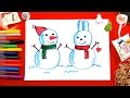 Два СНЕГОВИКА на Новый год / Урок рисования для детей фломастерами