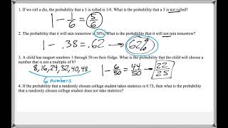 Math 209 : 3.2 #3, #4 (Statistics Tutorial : Probability With The Complement)