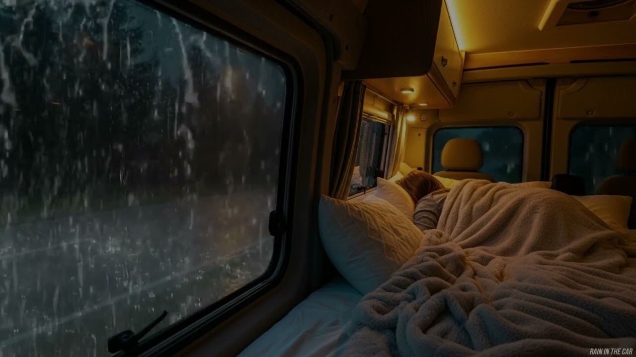 ⚡️ Rain and Thunder Sound On Window Car for Sleeping, Insomnia, Relaxation, Meditation, Focus, Yoga