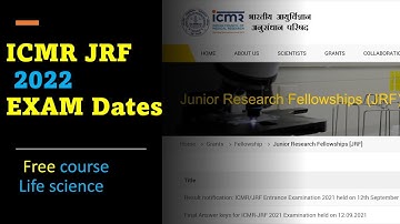 ICMR JRF 2022 date and free course life science
