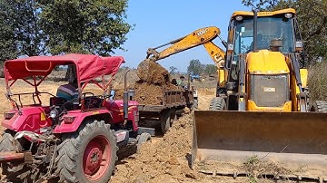 Jcb 3dx Machine Loading Soil On Mahindra Yuvo And Swaraj Tractors | Jcb Tractor Cartoon | Jcp Video