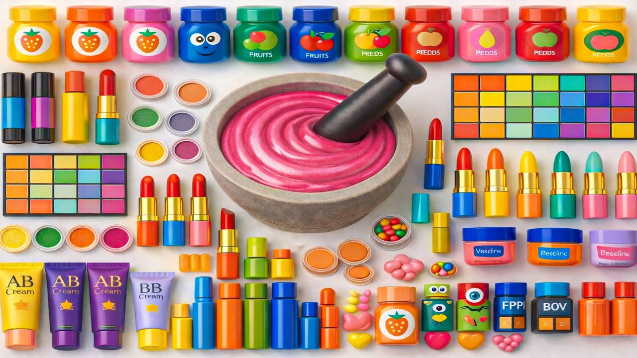Satisfying Slime ASMR DIY 🌈 How to Mixing Rainbow Makeup Cosmetic Suncream Toys Glitter Cloud Slime