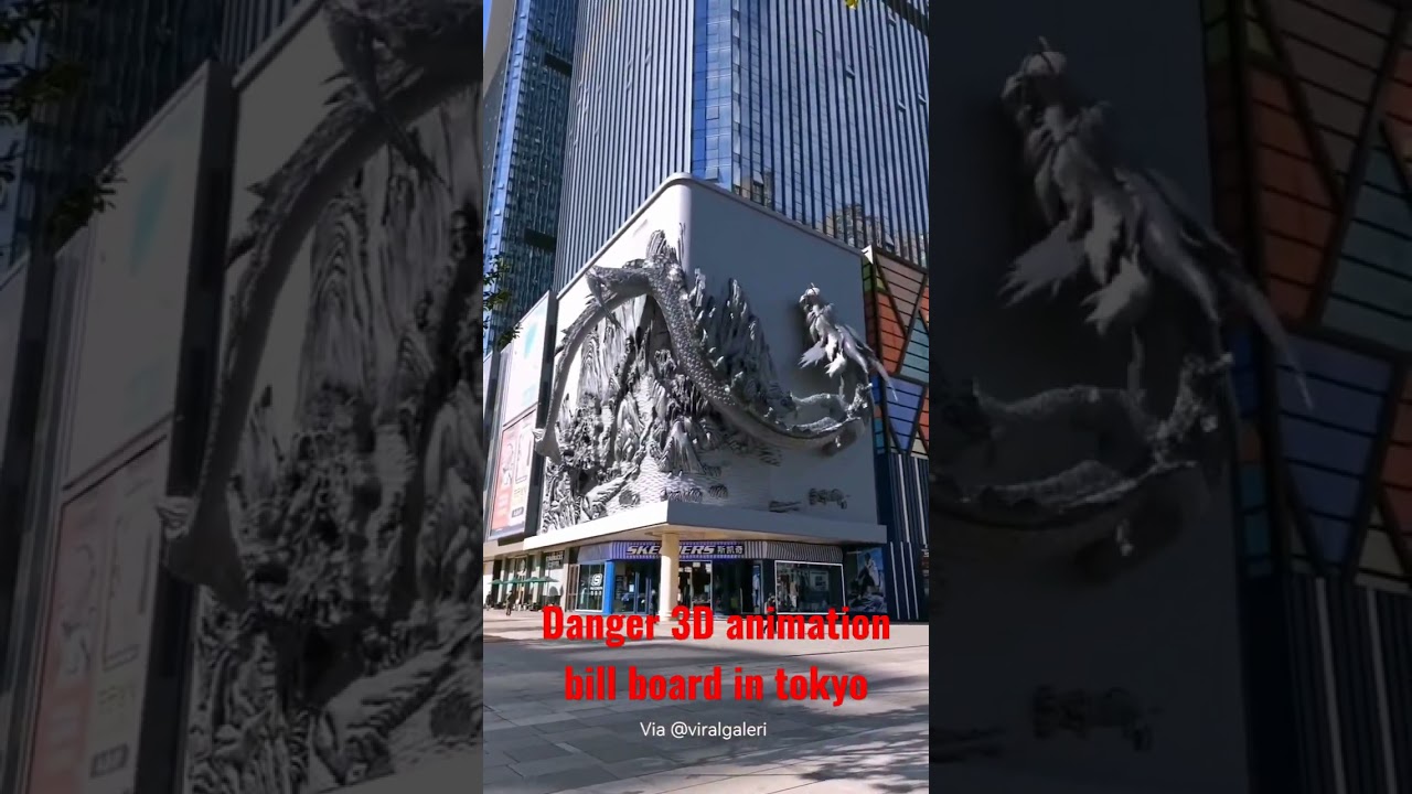 Incredible Dragon 3D amazing animation bill board in tokyo 