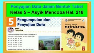 Asyik Mencoba Hal 218 Penyajian Data Dalam Bentuk Tabel Senang Belajar Matematika Kelas 5 Bab 5 Youtube