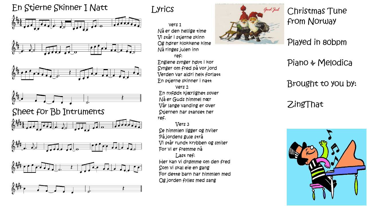 En Stjerne Skinner I Natt Piano Melodica Vocal We Zing It - YouTube