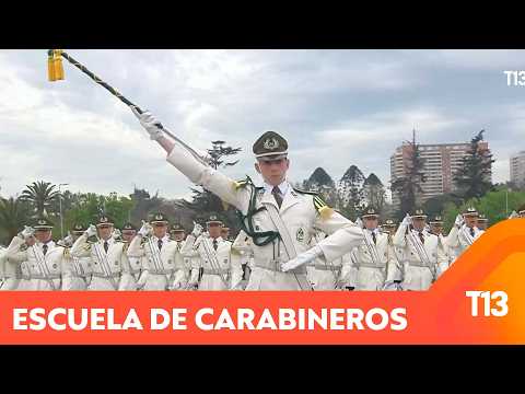 Performance by the marching band of the Carlos Ibáñez del Campo Carabineros School, PDI and Genda...