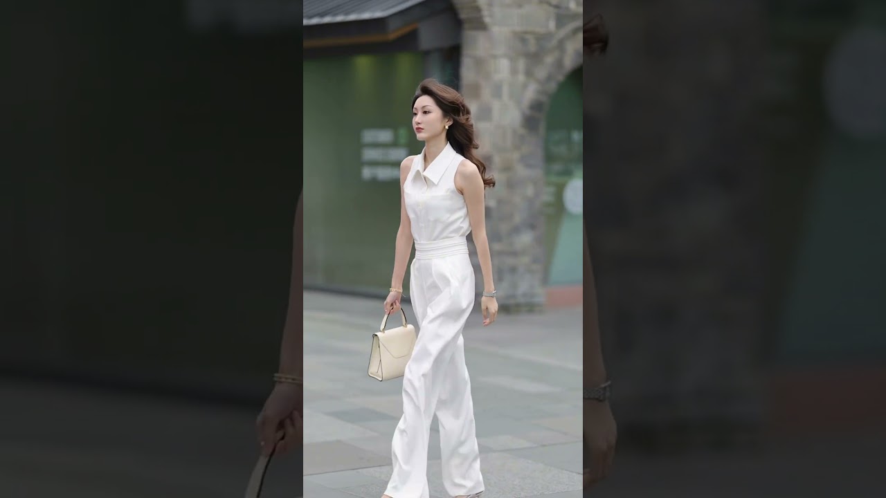 White Silk Office Suit Minimalist Wear 