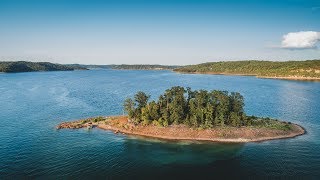 Beautiful Island In Beaver Lake Arkansas - Drone 4K