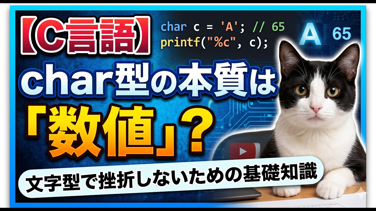 【C言語】char型の本質は「数値」?文字型で挫折しないための基礎知識 - YouTube