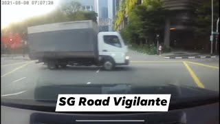 6May2021 Junction of Eu Tong Sen Street lorry fail to conform to red light signal.