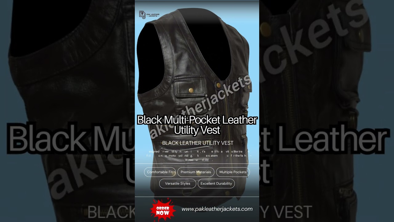 Men's Black Multi-Pocket Leather Utility Vest Review