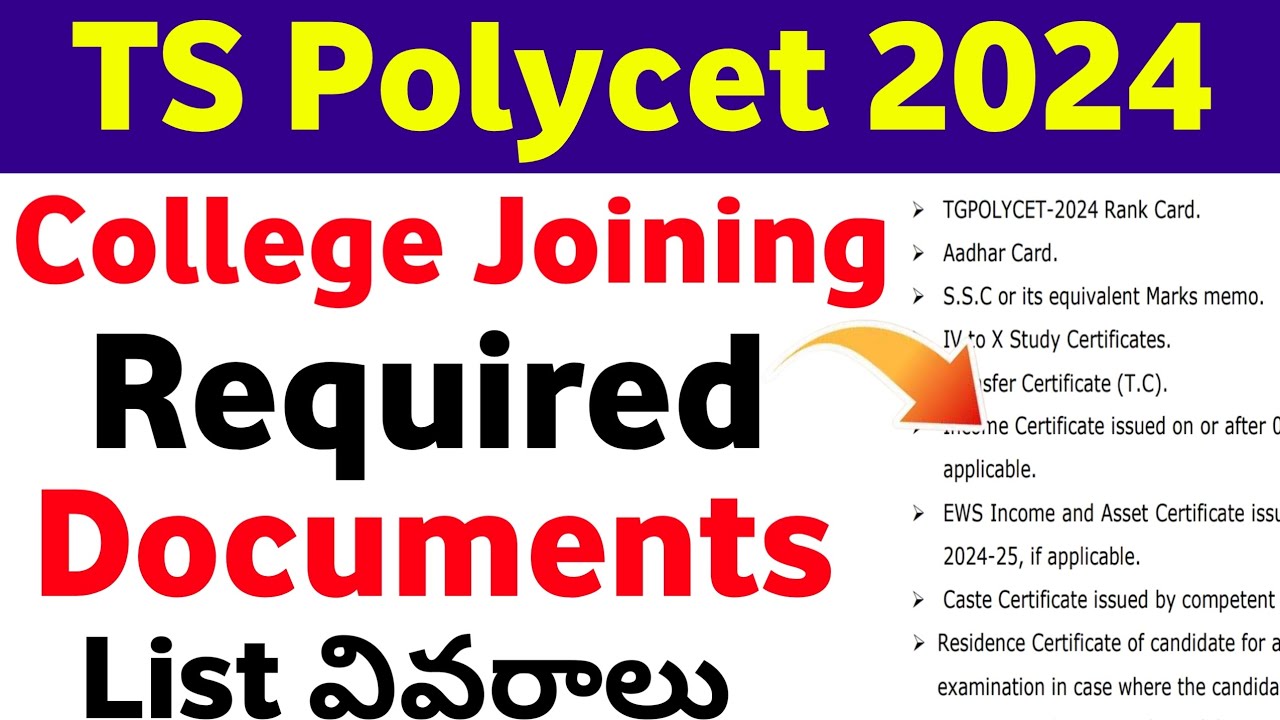TS Polycet 2024 Required documents for College Joining | Ts Polycet ...