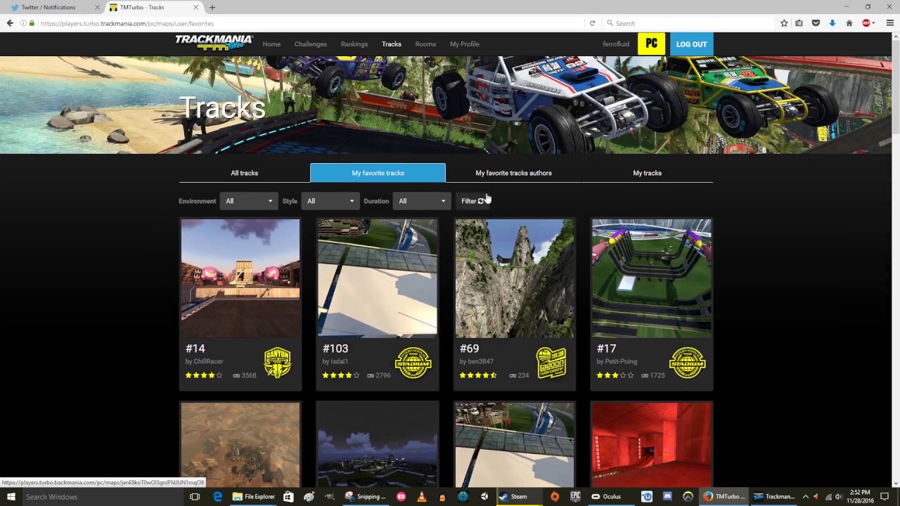 Download tracks by author in Trackmania Turbo