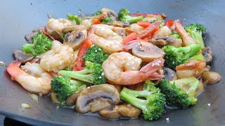Mushroom and Broccoli with Shrimp
