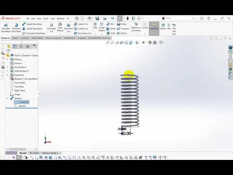 Variable size spring in SolidWorks