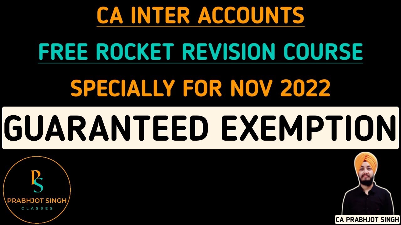 CA INTER Accounts Free Rocket Revision Course | Nov 2022 | Guaranteed ...