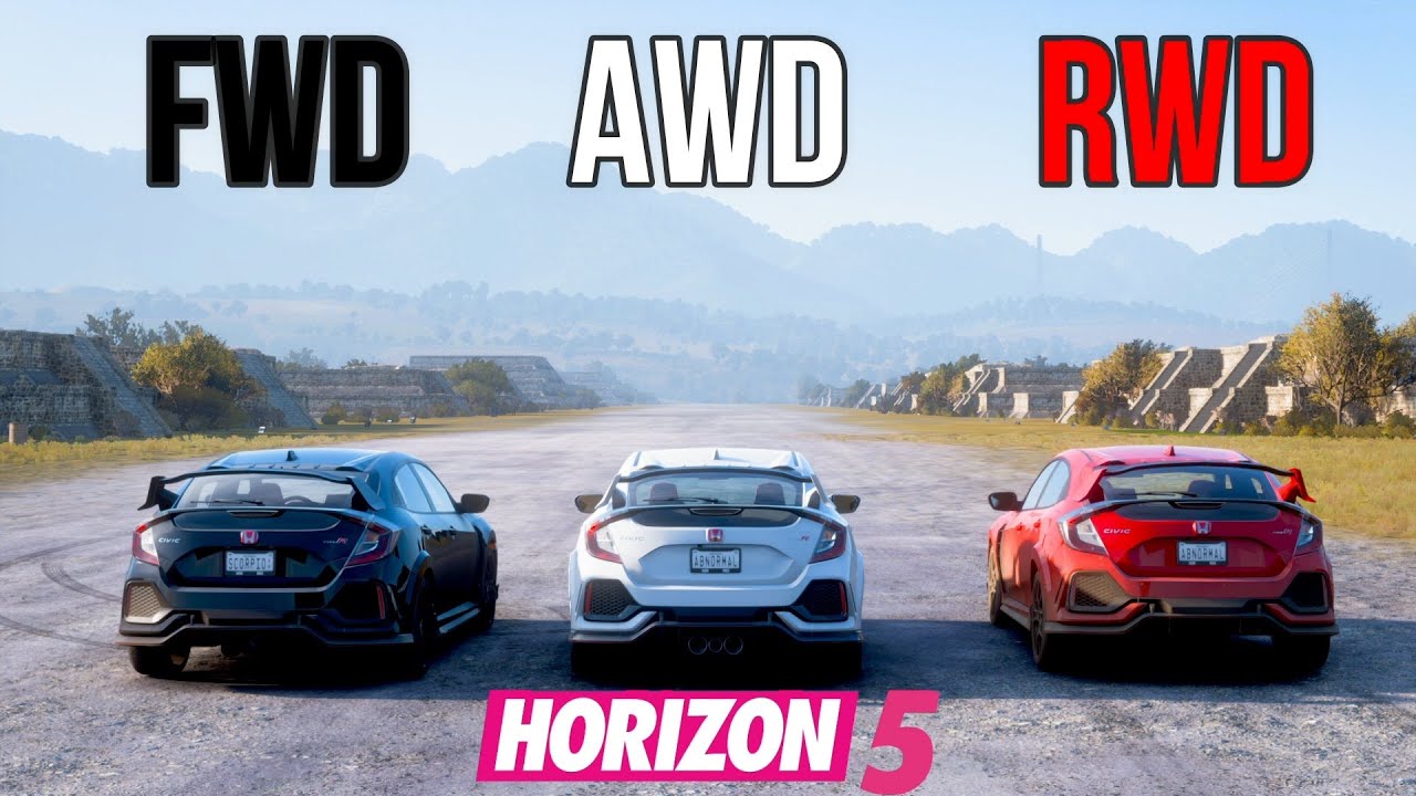 Forza Horizon 5 AWD vs RWD vs FWD Forza Science Full DRAG BATTLE